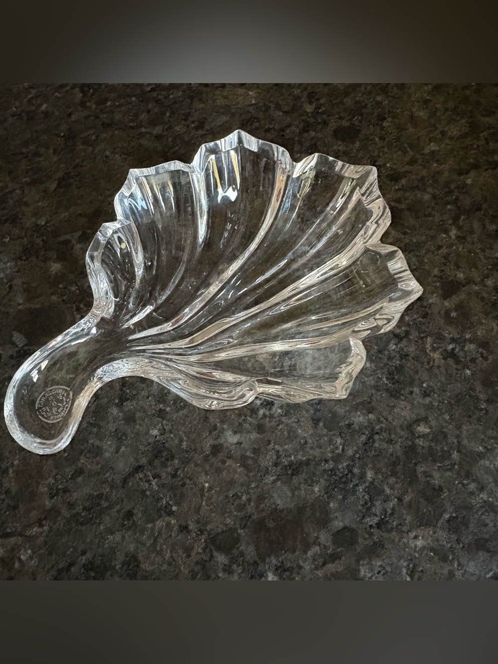 Baccarat Crystal Leaf Dish Ring Trinket Vanity